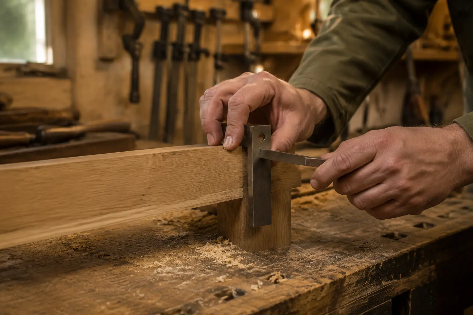 Beispielhafte Detailaufnahme einer handwerklichen Holzarbeit